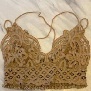 Free People Elegant Lace Bralette in Tan